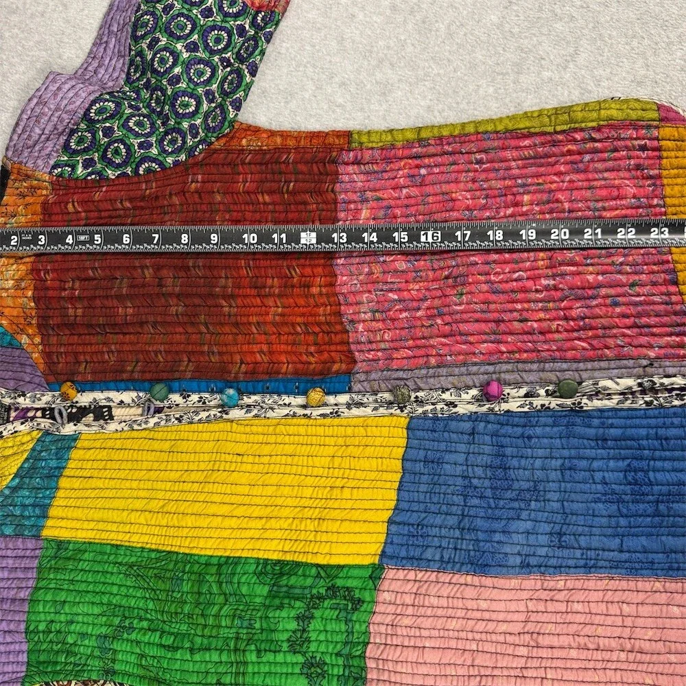 Sacred Threads Womens Silk Patchwork Quilted Jacket Size S Mandarin Collar Boho - Picture 11 of 16